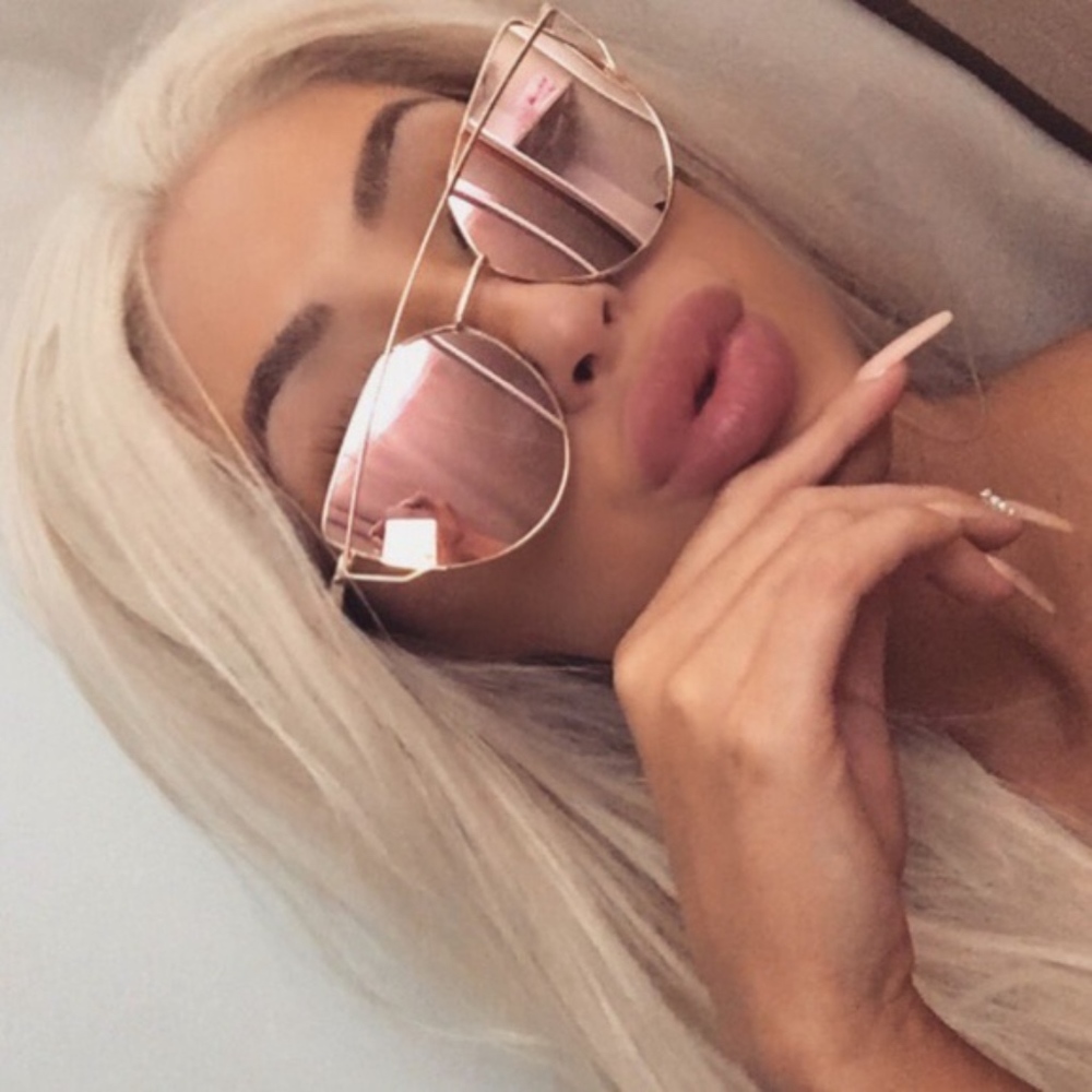 Cat Eye Reflective Pink Mirror Sunglasses - Picture 5 of 5